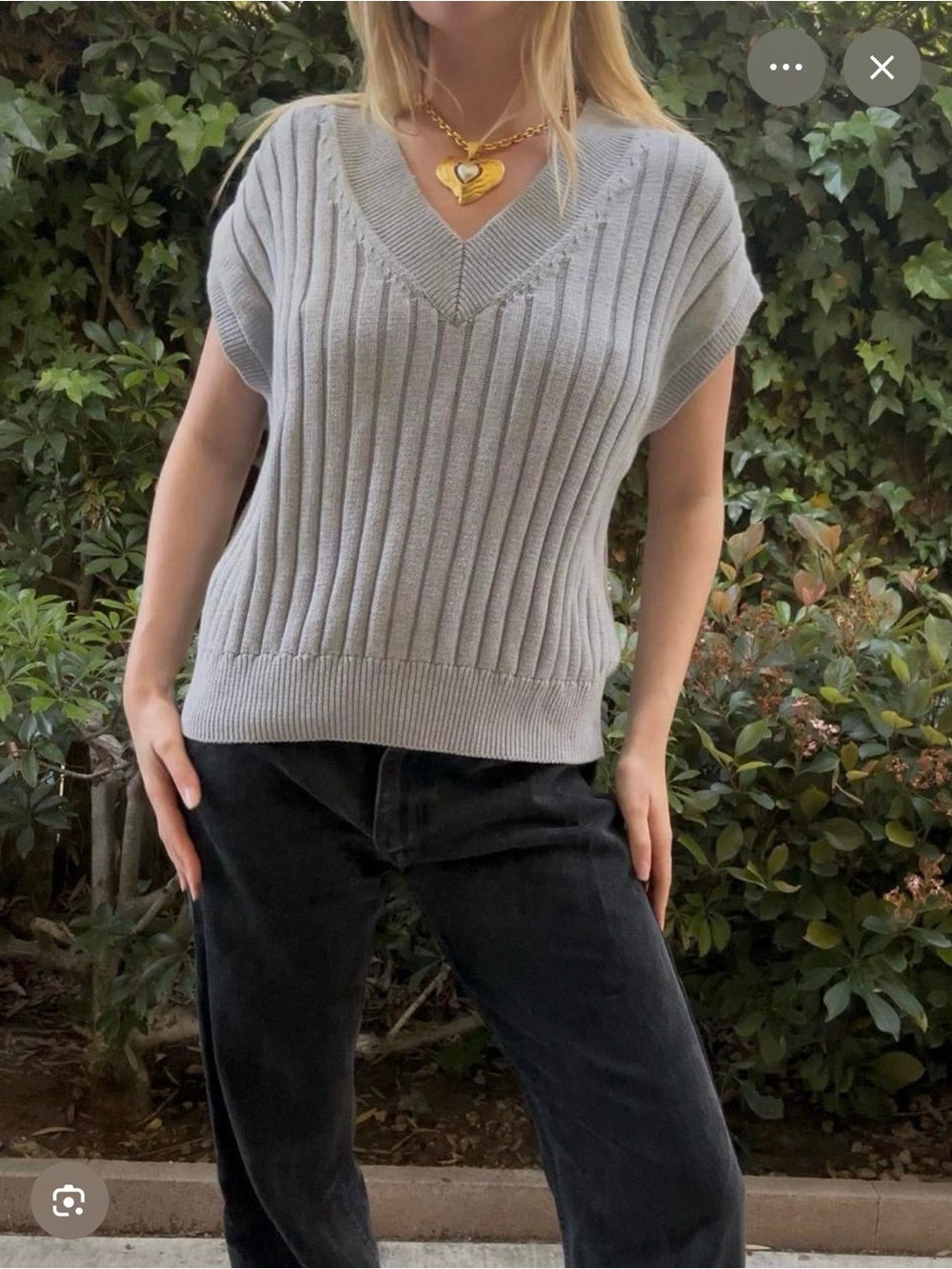 GAP Light Gray Ribbed V-Neck Sweater Vest NWT